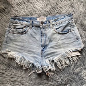 Free People Blue Distressed Denim Shorts